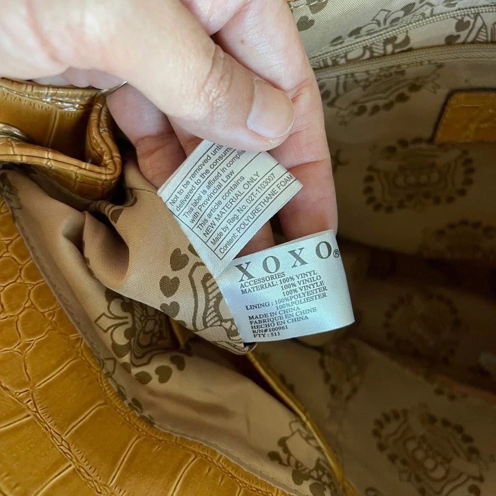 Vintage‎ Y2K XOXO Faux Crocodile Large Hobo Bag Purse Shoulder Bag Tan Brown